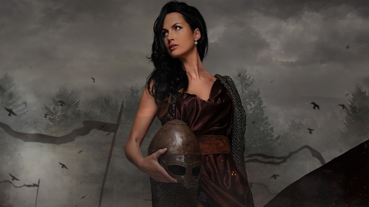 image of warrior woman with helmet 