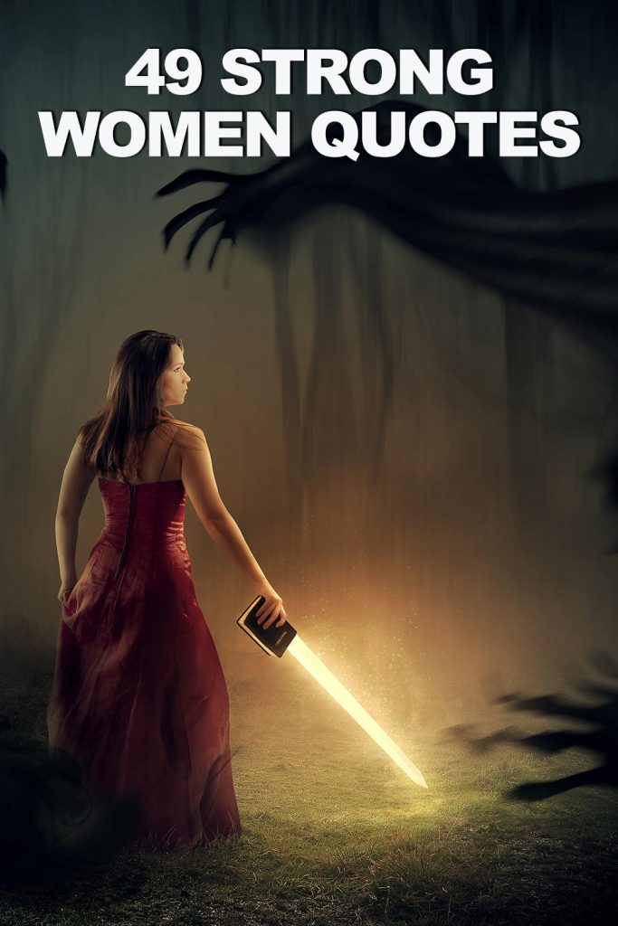 image of woman yileding a light saber sword in magical forest
